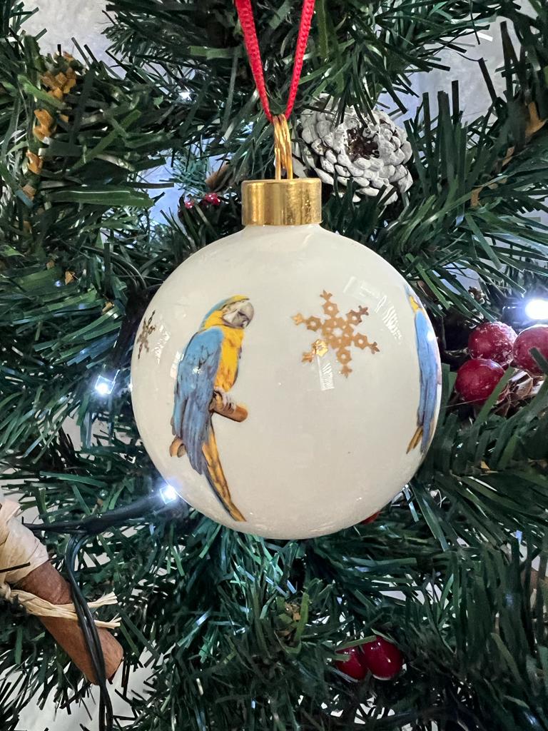 Blue and Gold Macaw Parrot Christmas Bauble